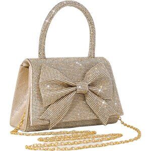 Evening Clutch Purse for Women Sparkly Bow Glitter Wedding Party Shoulder Bag